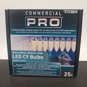 GEMMY Commercial Pro 25 Ct C9 Warm White LED Christmas String Light Bulbs‎ E17
